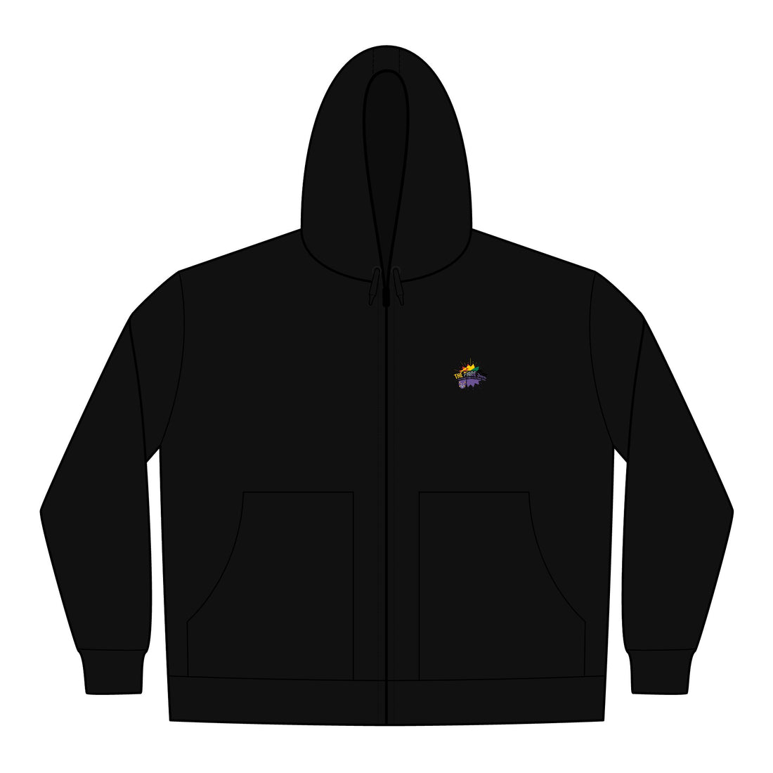 Black hoodie with a lgbt logo on a white background