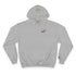 gray hoodie with rainbow logo on a white background
