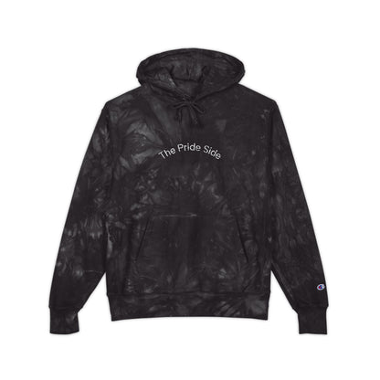 Black tie-dye hoodie with lgbt text on a white background
